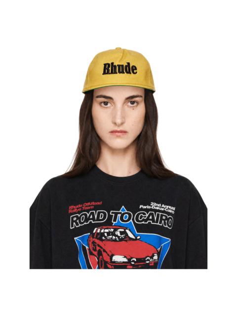 Rhude Yellow 'Rhude' Logo Leather Cap
