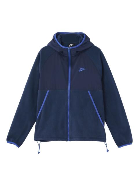 Nike Nike Sportswear Full-length zipper Cardigan hooded Fleece Lined Jacket Blue DM1220-410