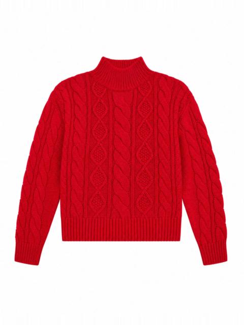 The Kooples RED MERINO WOOL CABLE-KNIT SWEATER