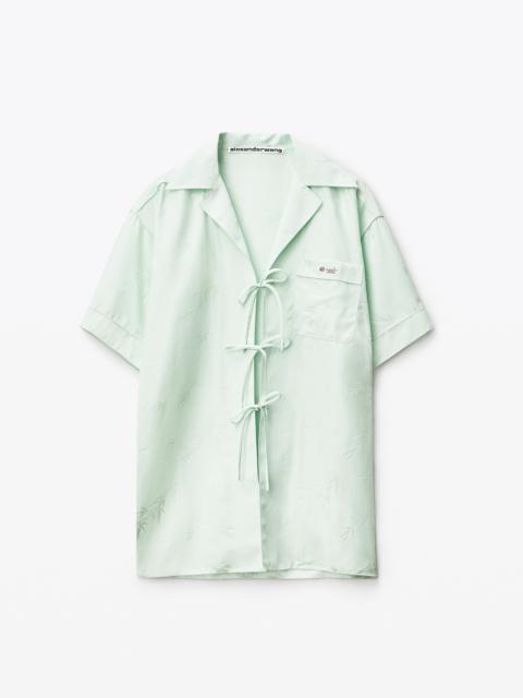 Alexander Wang SHORT-SLEEVE TIE TOP IN VISCOSE JACQUARD