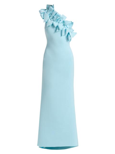 BADGLEY MISCHKA Women's Ruffled-Shoulder Gown - Hydra Blue