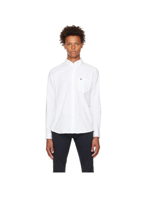 LACOSTE White Embroidered Patch Shirt