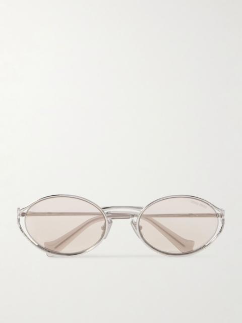 Oval-frame silver-tone sunglasses Silver
