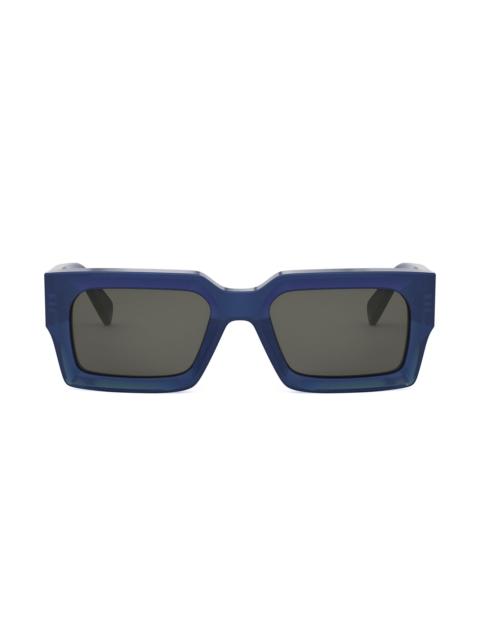 CELINE Men's Bold 3 Dots 54MM Rectangular Sunglasses - Shiny Blue