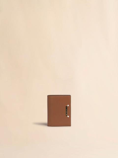 Marni BROWN LEATHER ENVELOPE BIFOLD WALLET