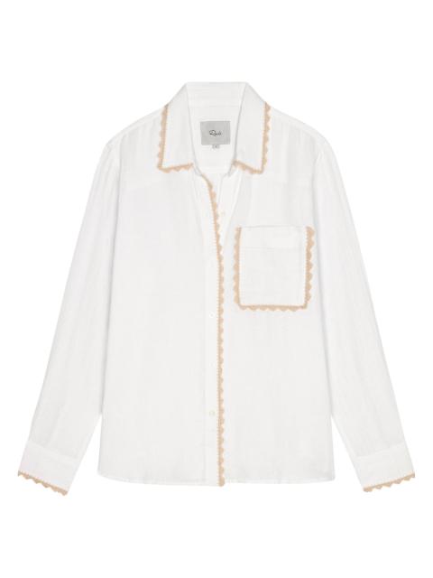 Rails Women's Saya Crochet Trim Button-Front Shirt - White