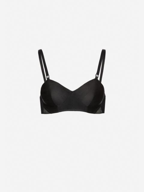 MAGDA BUTRYM Lace-insert satin bra in black