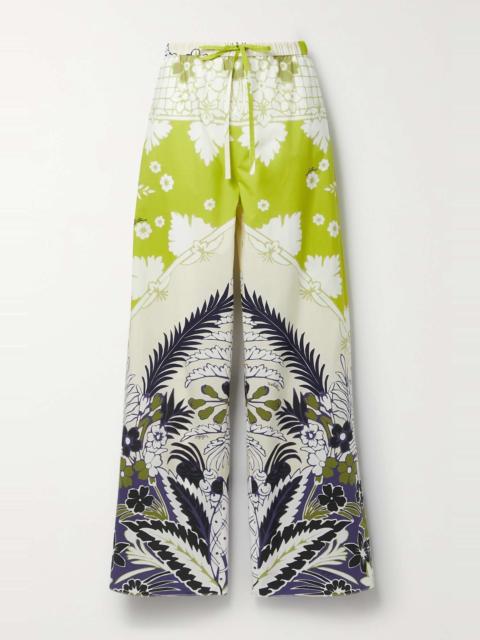 Valentino Printed cotton-poplin wide-leg pants