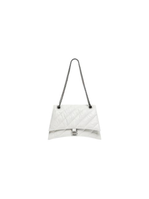 BALENCIAGA Quilted Crush Chain Bag M "Optic White" 716393 210J0 9001