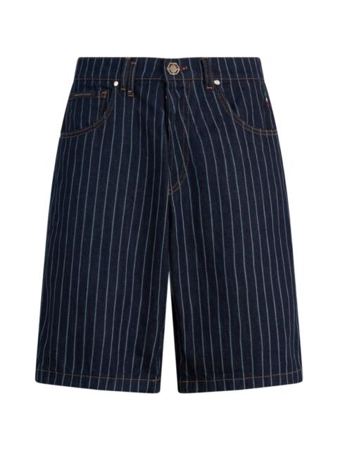 PHILIPP PLEIN pinstripe denim shorts