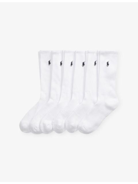 Polo Ralph Lauren Brand-Embroidered Set of Six Cotton-Blend Socks