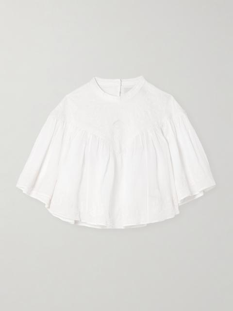 Isabel Marant Elodia Embroidered Ramie Blouse
