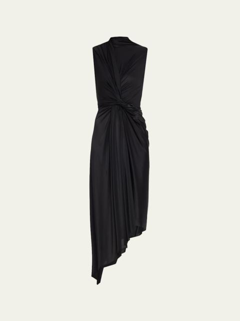 BALENCIAGA Melton Twisted Brushed Jersey Asymmetric Dress