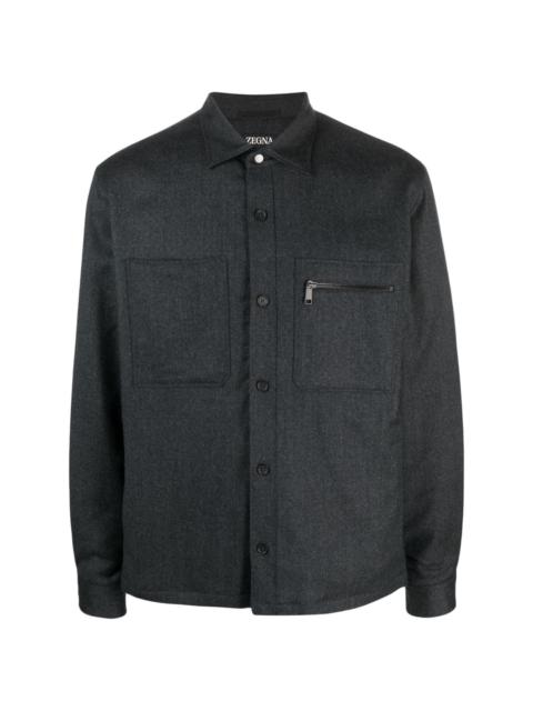 button-up wool shirt jacket