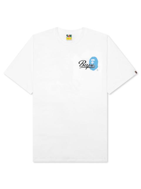 CURSIVE COLLEGE LOGO RELAXED FIT TEE - WHITE