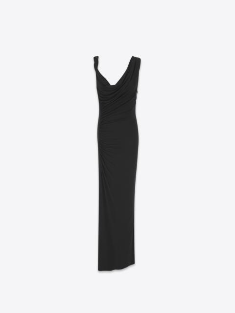 SAINT LAURENT long draped dress in crepe jersey