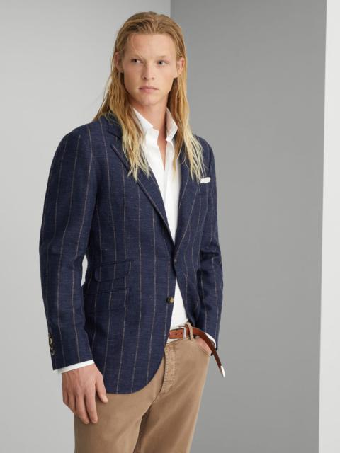 Brunello Cucinelli Linen, wool and silk chalk stripe deconstructed Cavallo blazer