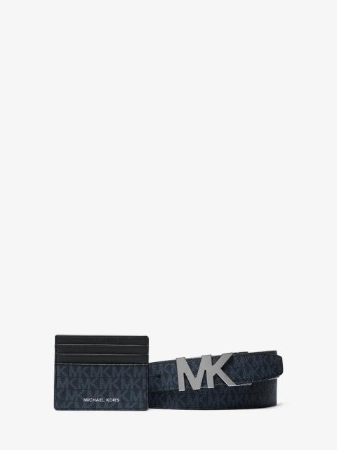 MICHAEL KORS Signature Logo Card Case and Belt Gift Set