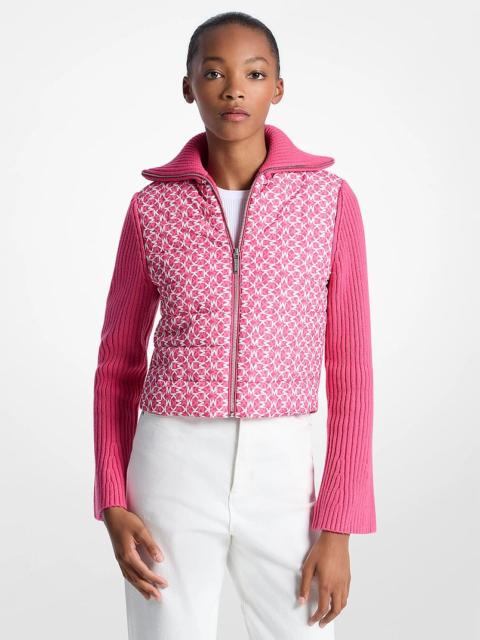 MICHAEL KORS Quilted Graphic Logo and Knit Jacket