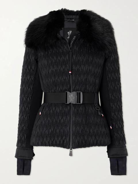 Moncler Grenoble Plantrey hooded belted faux fur-trimmed quilted shell down jacket Black
