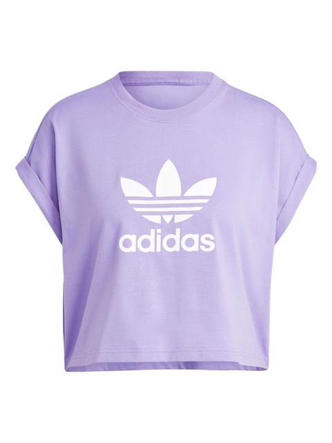 adidas (WMNS) adidas Adicolor Classics Short Trefoil T-Shirt Asia Sizing 'Purple White' IC5468