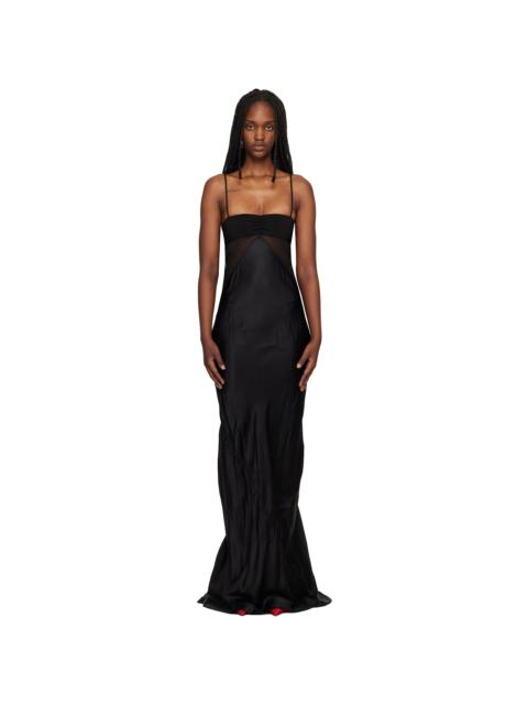 Rick Owens Black Temple Combo Slip Maxi Dress
