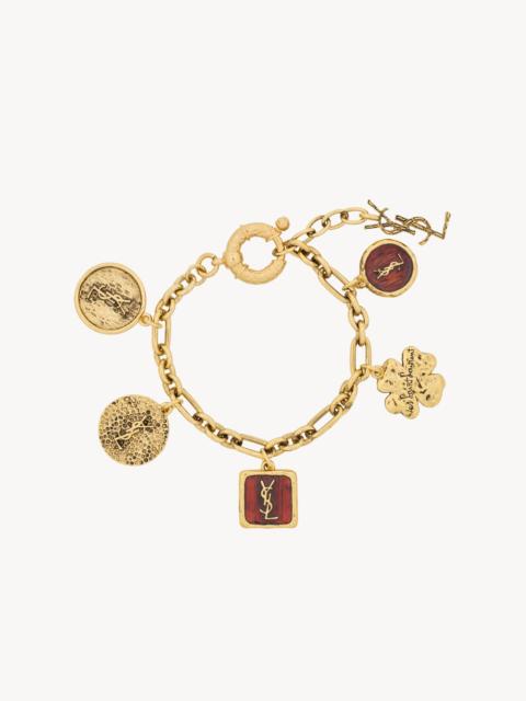 SAINT LAURENT CASSANDRE CHARM BRACELET IN ENAMEL AND METAL