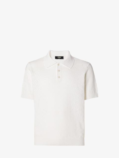 FENDI Polo shirt White cotton and viscose tricot polo shirt