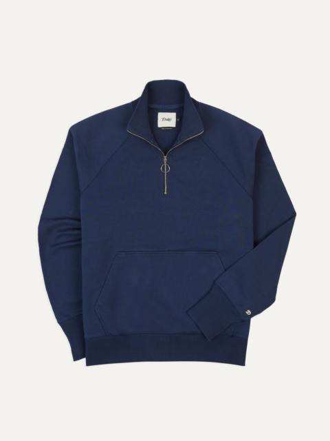 Drake's Navy Cotton Quarter Zip Sweatshirt