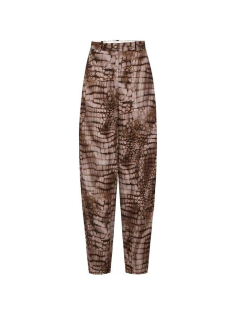 ELISABETTA FRANCHI alligator-print buttoned trousers