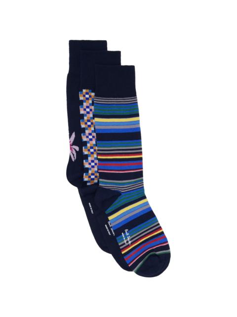 Paul Smith Three-Pack Navy Seasonal Socks
