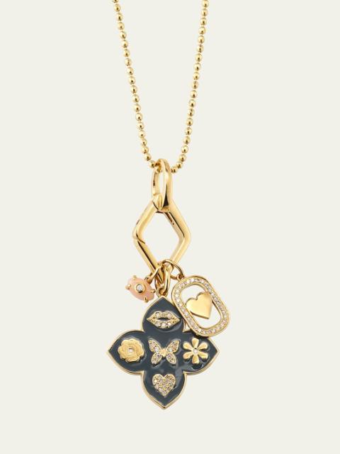 SYDNEY EVAN 14K Yellow Gold Enamel Icon Moroccan Flower Pendant Necklace with Diamonds