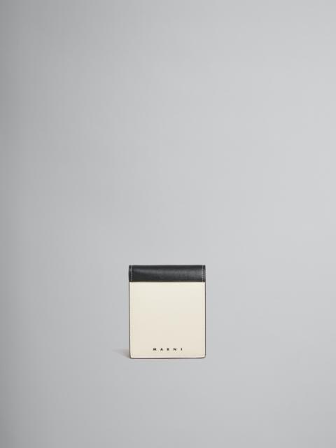 Marni WHITE AND BLACK SAFFIANO LEATHER BI-FOLD WALLET