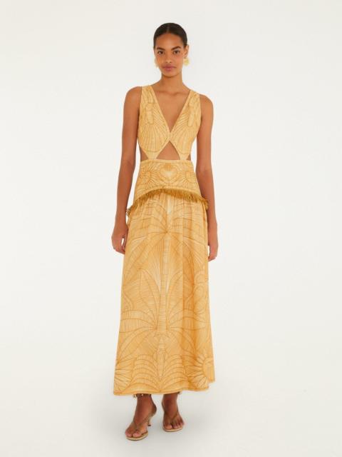 FARM RIO Caramel Usiacuri Cut-Out Lenzing Ecovero Euroflax Maxi Dress