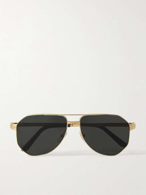 Cartier Santos de Cartier Aviator-Style Gold-Tone Sunglasses