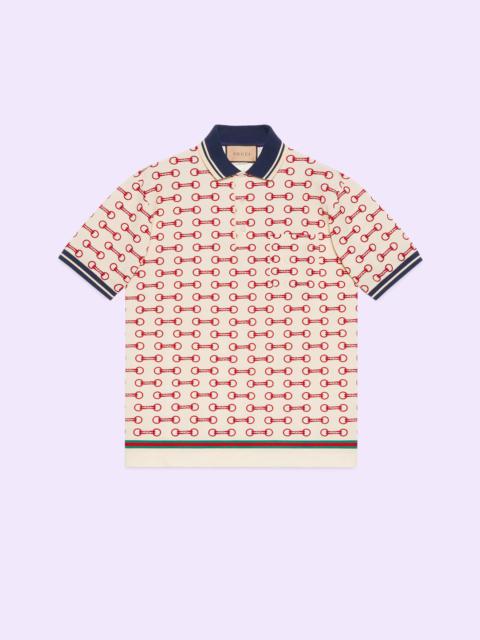 GUCCI Horsebit print cotton polo shirt