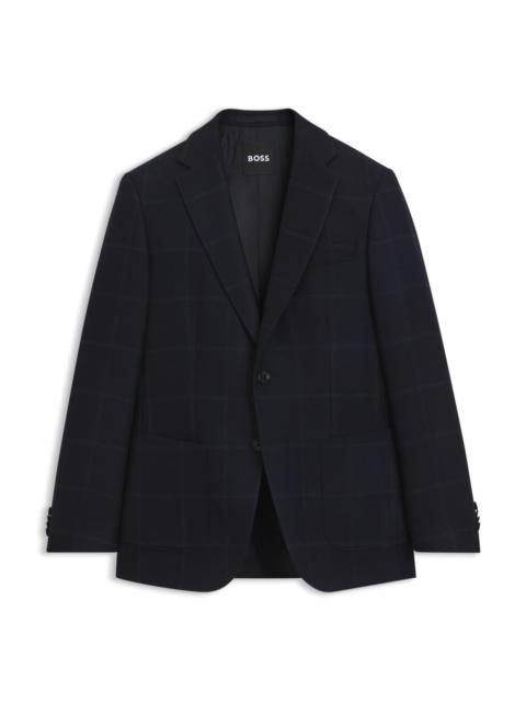BOSS SLIM-FIT BLAZER IN CHECKED VIRGIN WOOL