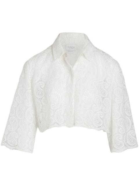 GIAMBATTISTA VALLI paisley-pattern macramÃ© cropped blouse