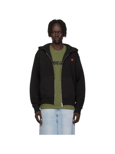 KENZO Black Kenzo Paris 'Boke Flower' Embroidered Zipped Hoodie