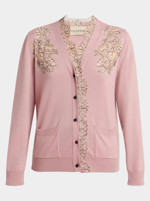 Valentino Scalloped Lace V-Neck Cardigan