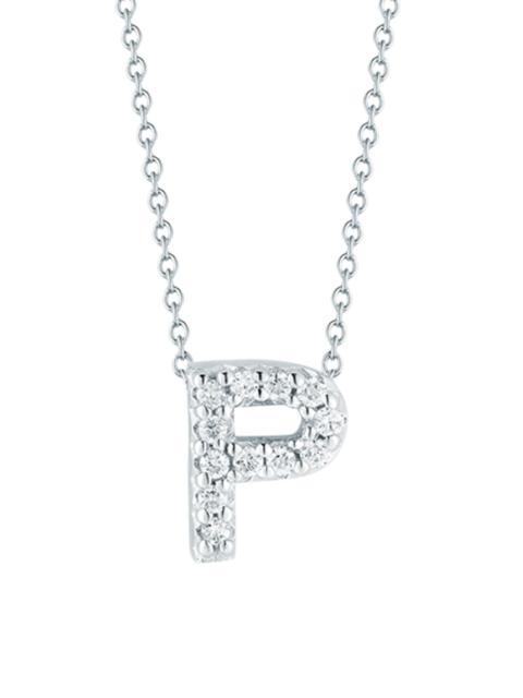 ROBERTO COIN Women's Tiny Treasures 0.08 TCW Diamond & 18K White Gold Initial Necklace - Initial P