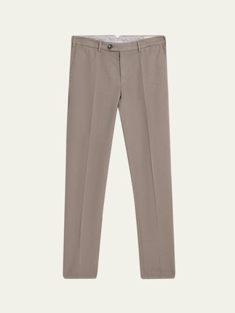 Brunello Cucinelli Men's Cotton Straight Leg Flat-Front Pants