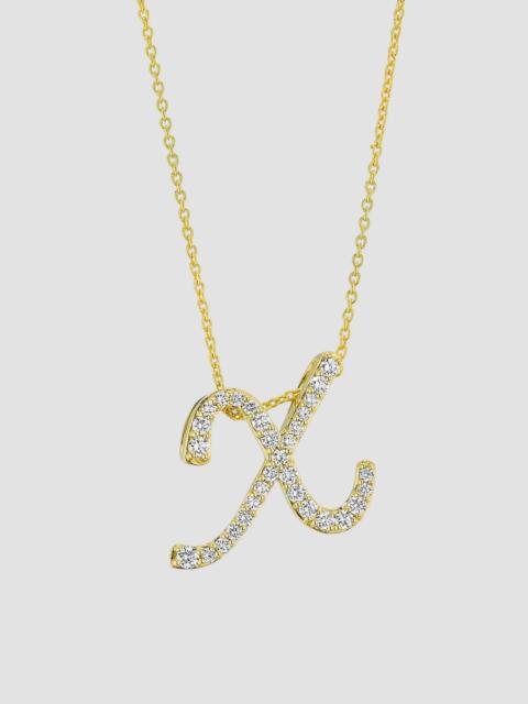 ROBERTO COIN Women's Tiny Treasures Script Initial 18K Yellow Gold, Ruby & 0.24-0.34 TCW Diamond Pendant Necklace