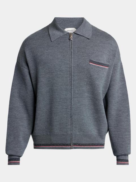 VERSACE Men's Virgin Wool Knit Zip-Up Sweater