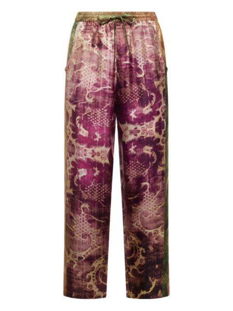 Pierre-Louis Mascia damask-print drawstring-waist trousers
