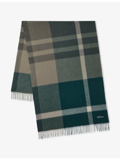Mulberry Large-Check Merino-Wool Scarf