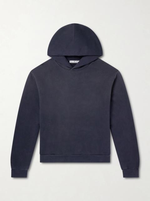 Acne Studios Franziska Garment-Dyed Distressed Logo-Print Cotton-Blend Jersey Hoodie
