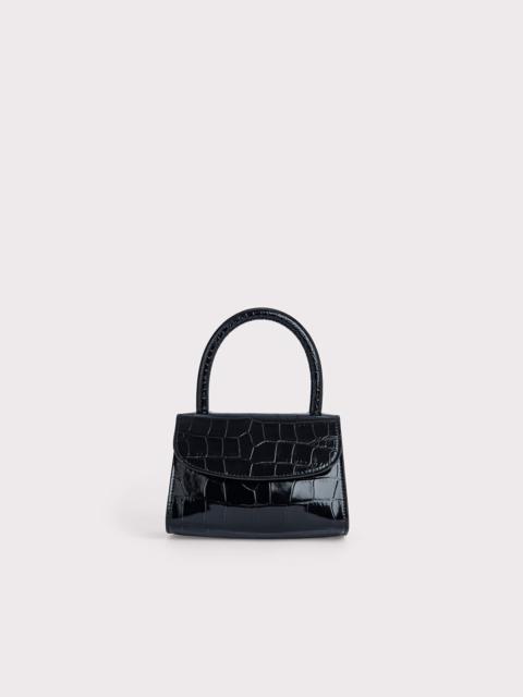 BY FAR Mini Black Croco Embossed Leather