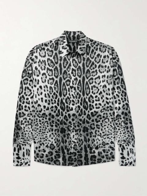 Oversized Leopard-Print Silk Shirt