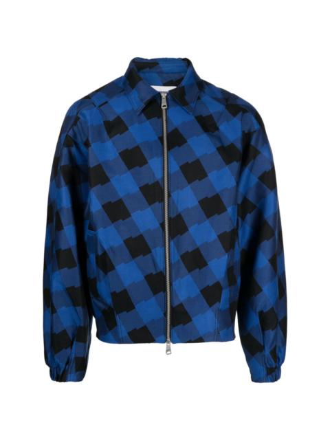 logo-patch checked bomber jacket
